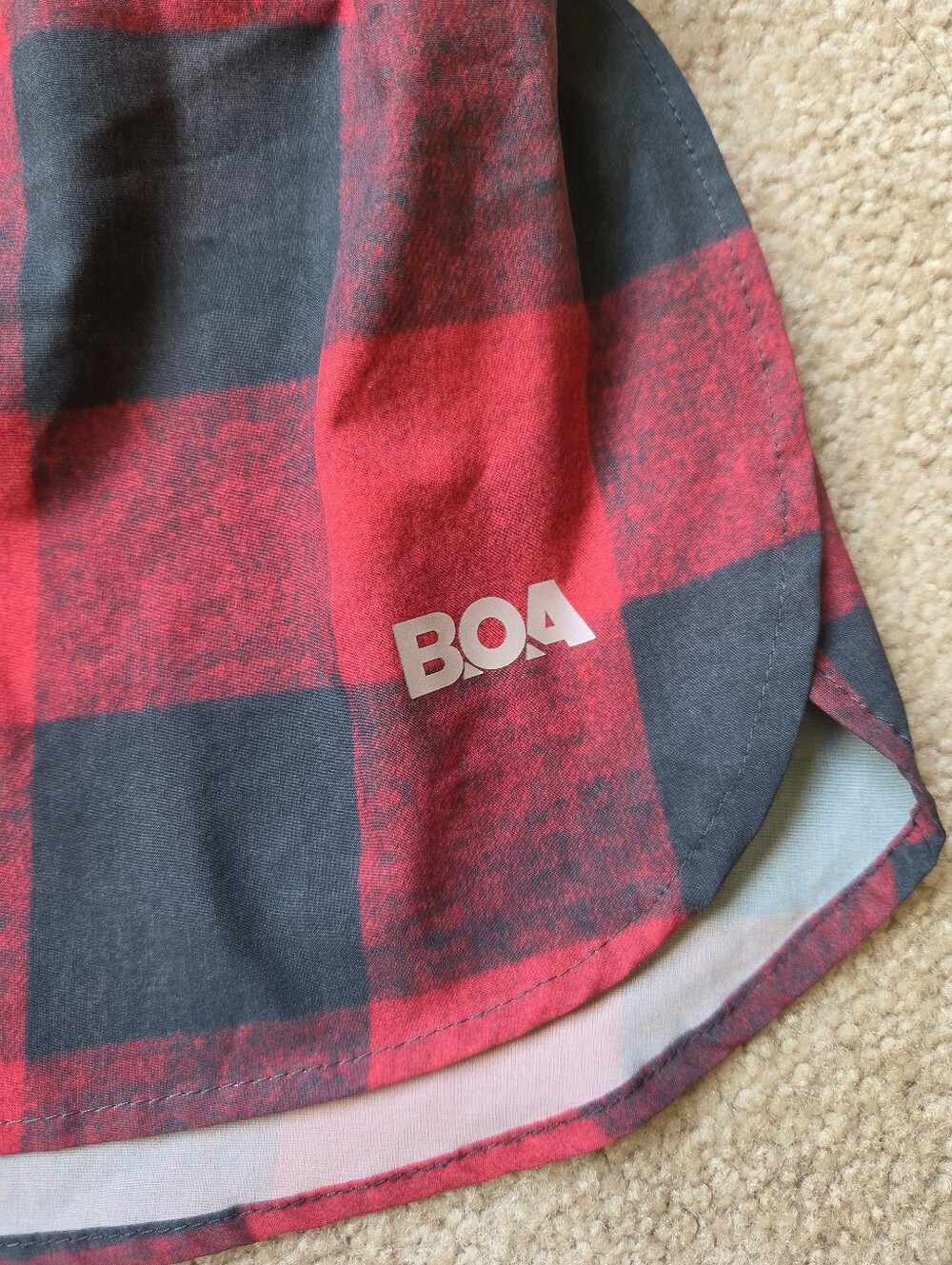 Boa Mens Buffalo Plaid Printed 3" Half Split Shorts, Small Running Trail - Picture 2 of 7